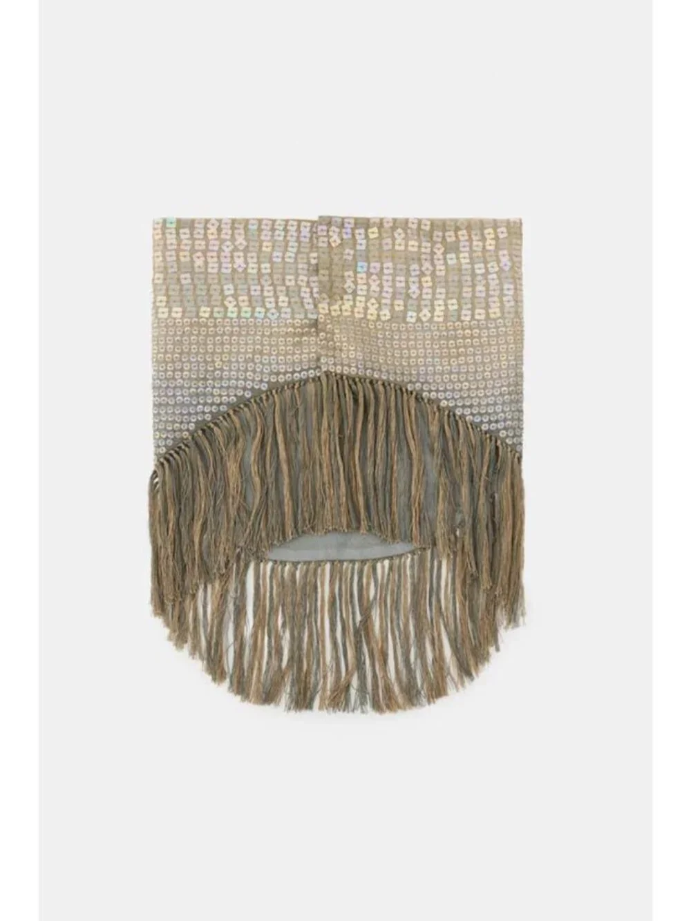 ZARA SEQUINED FRINGE SCARF